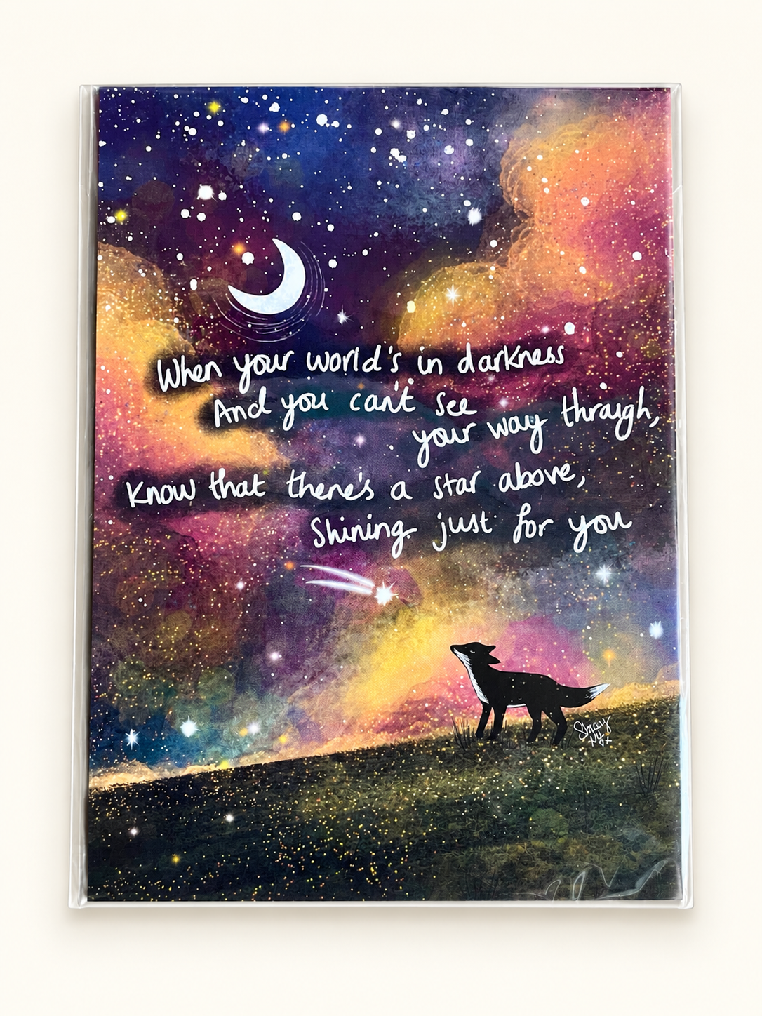 Fox Under the Moon – Just for You – A4 Art Print