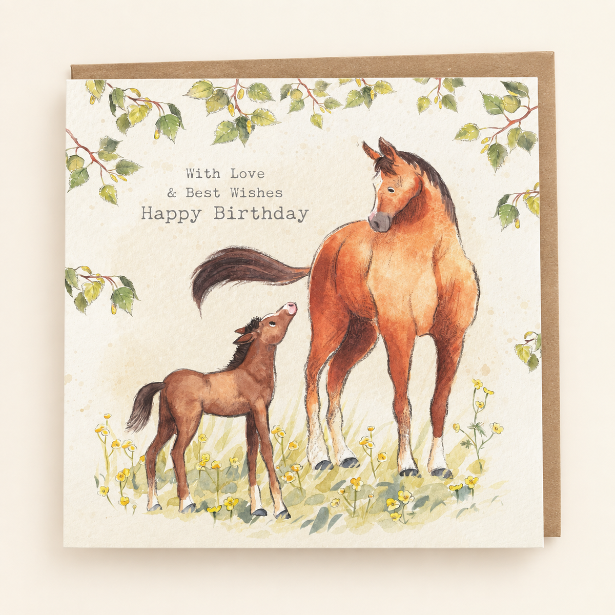 Horse & Foal Birthday Greeting Card