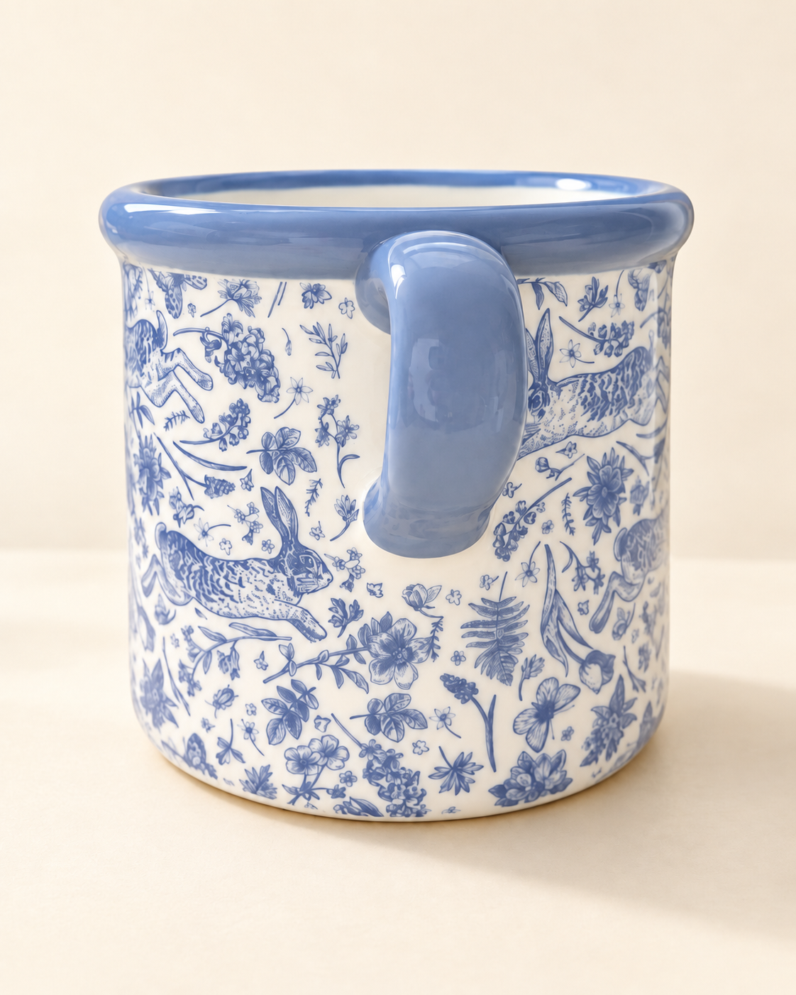 Blue Hare Floral Pot