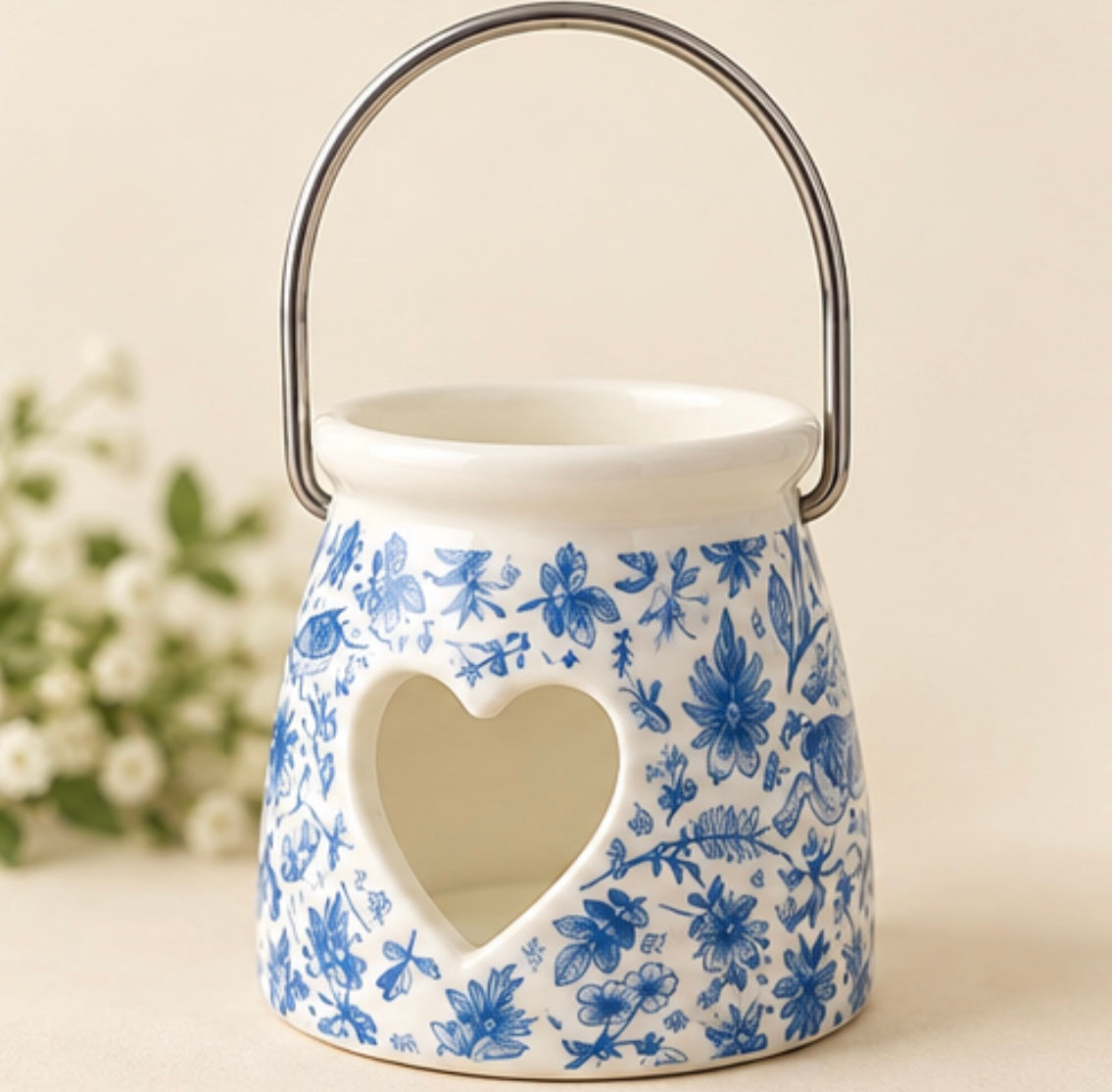 Blue Hare Candle Holder with handle