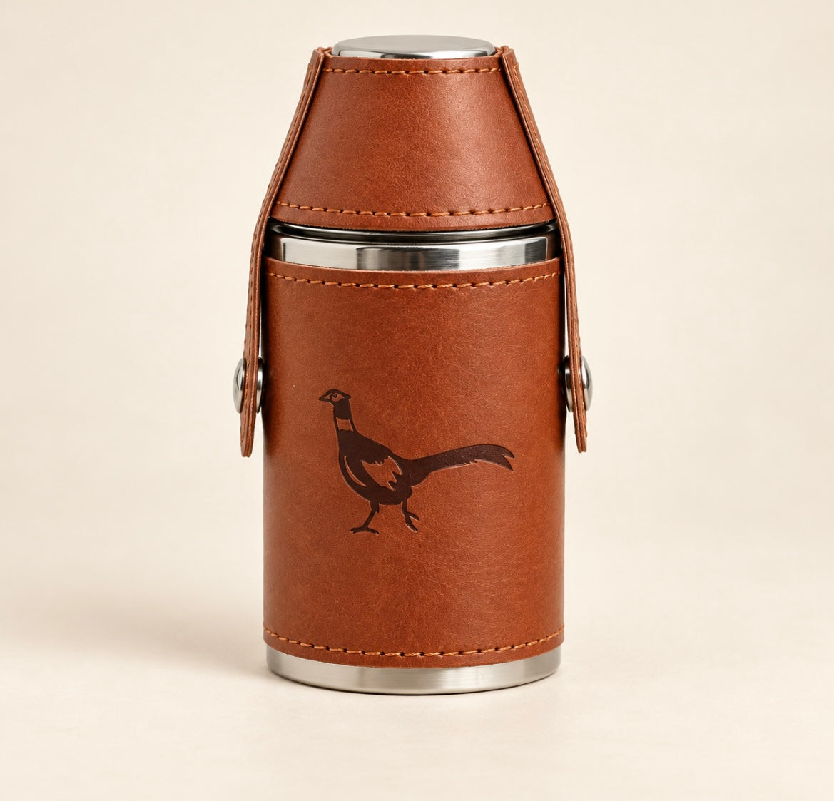Pheasant Hip Flask Gift Set – Stainless Steel 6oz with 2 Cup