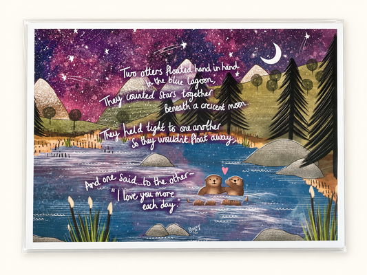 Fox Under the Moon – Hand in Hand – A4 Art Print