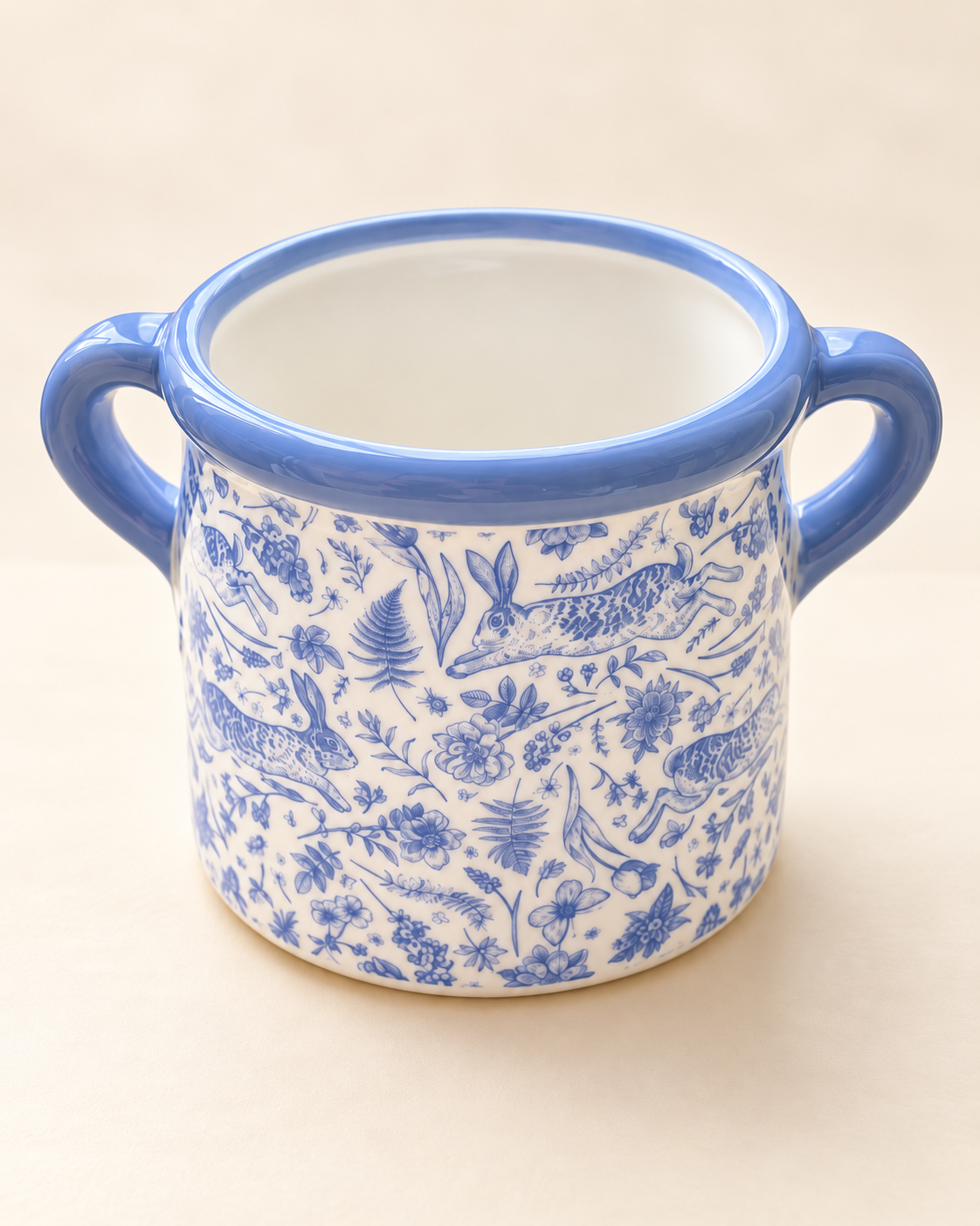 Blue Hare Floral Pot
