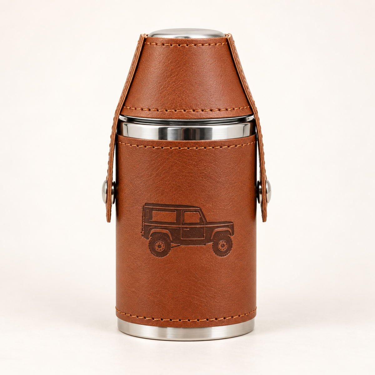 Land Vehicle Hip Flask Gift Set – Stainless Steel 6oz with 2 Cups