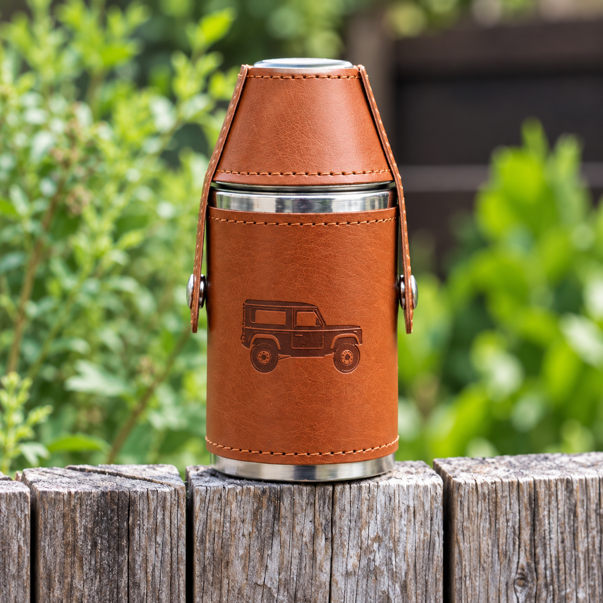 Land Vehicle Hip Flask Gift Set – Stainless Steel 6oz with 2 Cups